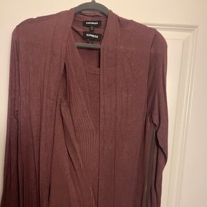 Purple cardigan and tank sweater set